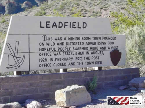 Leadfield ghost town in Death Valley National Park, closed in 1927